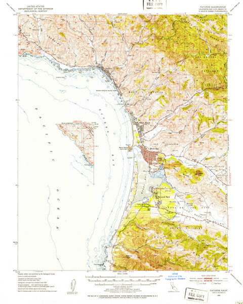 Cayucos, California 1951 (1953) USGS Old Topo Map 15x15 Quad Cayucos, California 1951 (1953) USGS Old Topo Map 15x15 Quad
