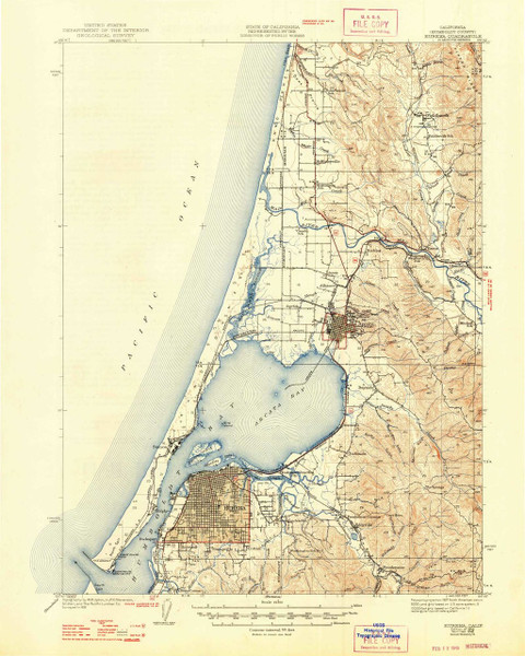Eureka, California 1942 (1948) USGS Old Topo Map 15x15 Quad Eureka, California 1942 (1948) USGS Old Topo Map 15x15 Quad