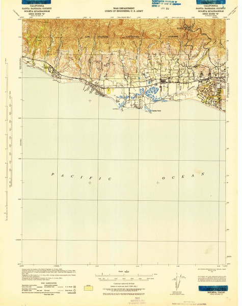 Goleta, California 1942 (1943) USGS Old Topo Map 15x15 Quad Goleta, California 1942 (1943) USGS Old Topo Map 15x15 Quad