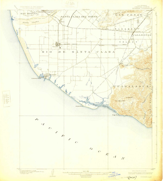 Hueneme, California 1904 (1925) USGS Old Topo Map 15x15 Quad