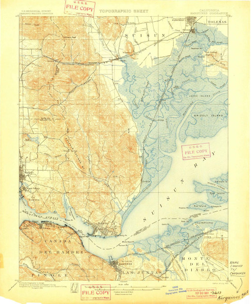 Karquines, California 1901 (1901) USGS Old Topo Map 15x15 Quad