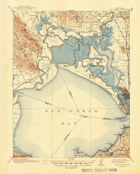 Mare Island, California 1916 (1947) USGS Old Topo Map 15x15 Quad Mare Island, California 1916 (1947) USGS Old Topo Map 15x15 Quad