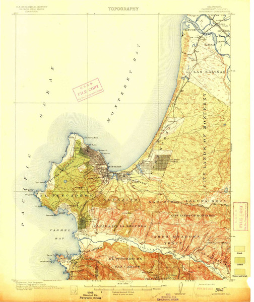 Monterey, California 1913 (1913) USGS Old Topo Map 15x15 Quad Monterey, California 1913 (1913) USGS Old Topo Map 15x15 Quad