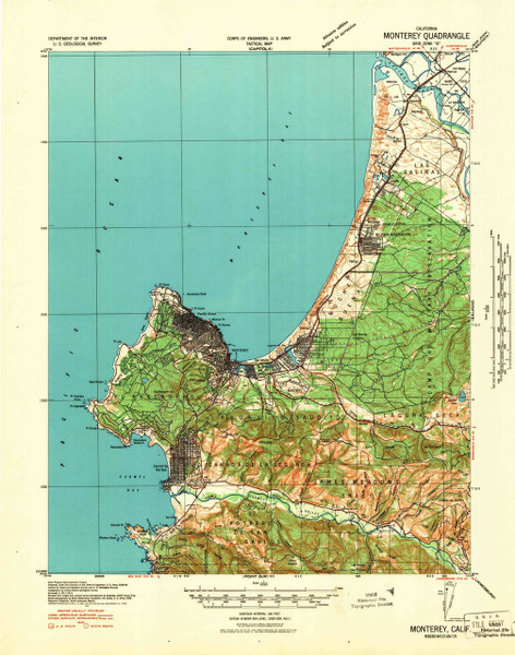 Monterey, California 1941 (1941) USGS Old Topo Map 15x15 Quad