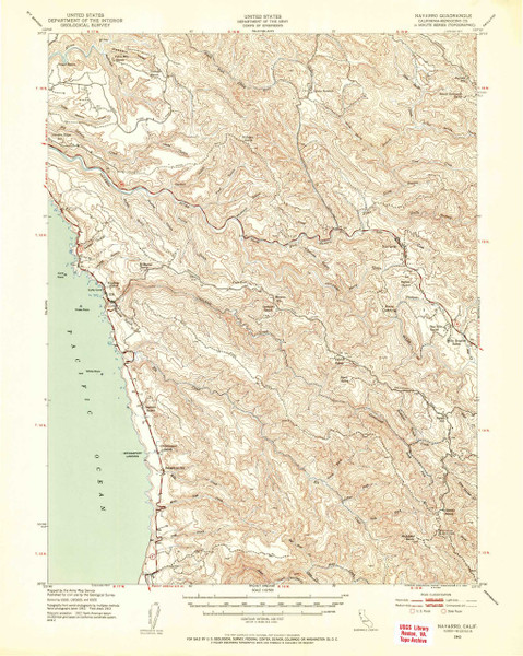 Navarro, California 1943 (1954a) USGS Old Topo Map 15x15 Quad Navarro, California 1943 (1954a) USGS Old Topo Map 15x15 Quad