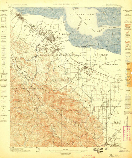 Palo Alto, California 1899 (1899) USGS Old Topo Map 15x15 Quad Palo Alto, California 1899 (1899) USGS Old Topo Map 15x15 Quad