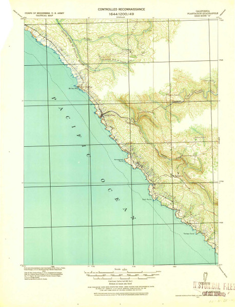 Plantation, California 1943 (1943) USGS Old Topo Map 15x15 Quad