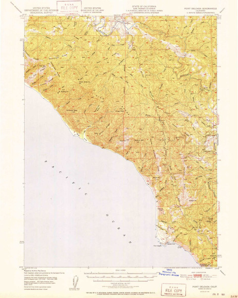 Point Delgada, California 1951 (1951) USGS Old Topo Map 15x15 Quad