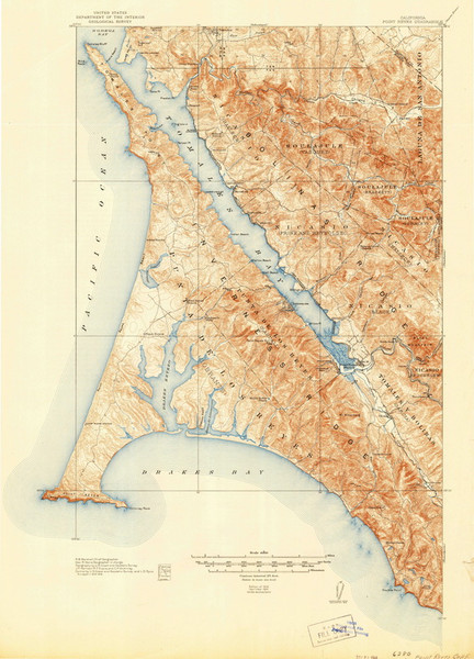 Point Reyes, California 1918 (1944) USGS Old Topo Map 15x15 Quad Point Reyes, California 1918 (1944) USGS Old Topo Map 15x15 Quad