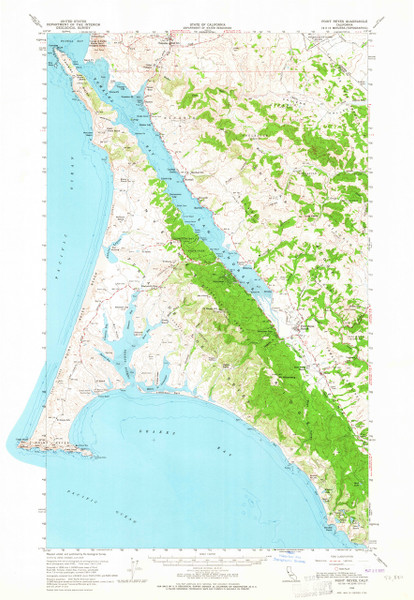 Point Reyes, California 1954 (1965) USGS Old Topo Map 15x15 Quad Point Reyes, California 1954 (1965) USGS Old Topo Map 15x15 Quad