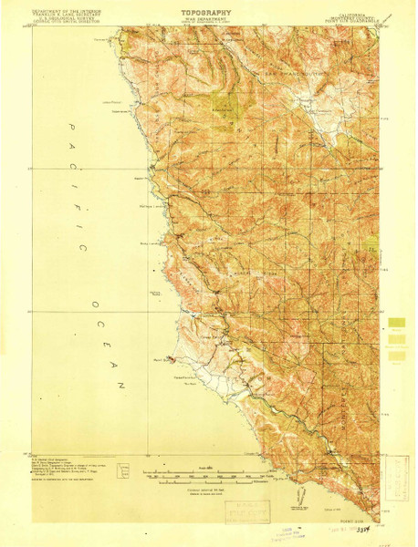 Point Sur, California 1918 (1918) USGS Old Topo Map 15x15 Quad