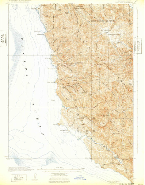 Point Sur, California 1925 (1932) USGS Old Topo Map 15x15 Quad