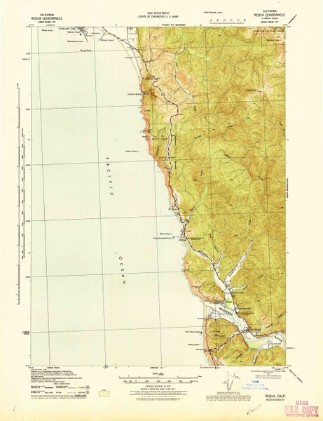 Requa, California 1945 (1945) USGS Old Topo Map 15x15 Quad Requa, California 1945 (1945) USGS Old Topo Map 15x15 Quad