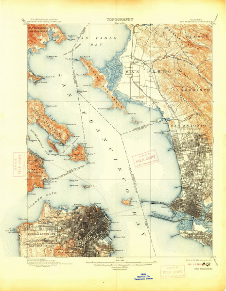SanFrancisco, California 1899 (1914) USGS Old Topo Map 15x15 Quad SanFrancisco, California 1899 (1914) USGS Old Topo Map 15x15 Quad