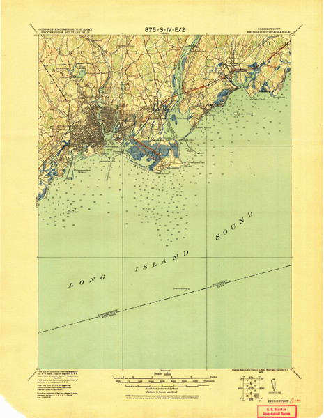 Bridgeport, Connecticut 1920 (1920) USGS Old Topo Map 15x15 Quad