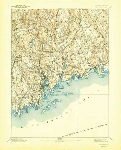 Norwalk, Connecticut 1893 (1944) USGS Old Topo Map 15x15 Quad Norwalk, Connecticut 1893 (1944) USGS Old Topo Map 15x15 Quad