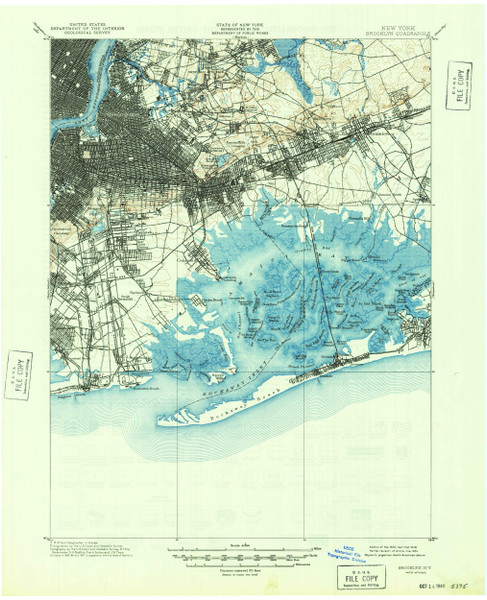 Brooklyn, New York 1900 (1948) USGS Old Topo Map 15x15 Quad