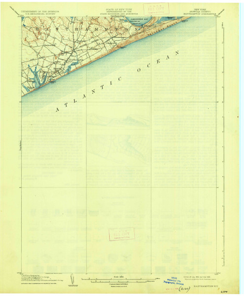 Easthampton, New York 1904 (1926) USGS Old Topo Map 15x15 Quad