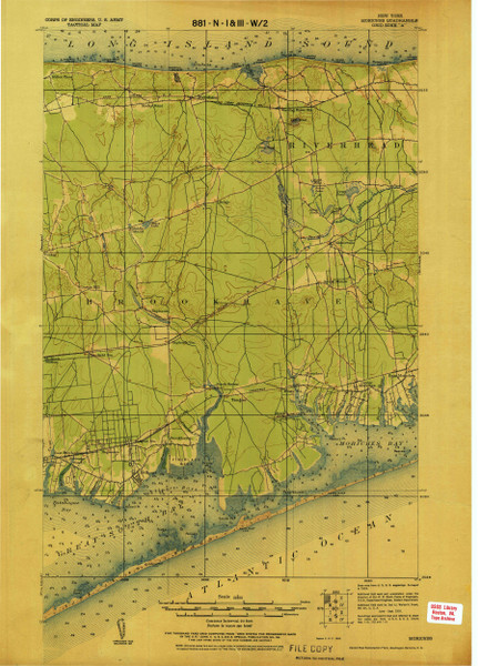Moriches, New York 1926 (1926) USGS Old Topo Map 15x15 Quad Moriches, New York 1926 (1926) USGS Old Topo Map 15x15 Quad