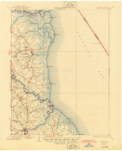 Bowers, Delaware 1936 (1945) USGS Old Topo Map 15x15 Quad Bowers, Delaware 1936 (1945) USGS Old Topo Map 15x15 Quad