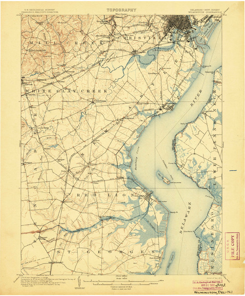 Wilmington, Delaware 1906 (1906) USGS Old Topo Map 15x15 Quad
