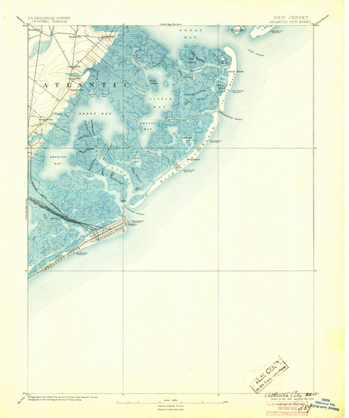 Atlantic City, New Jersey 1894 (1905) USGS Old Topo Map 15x15 Quad Atlantic City, New Jersey 1894 (1905) USGS Old Topo Map 15x15 Quad