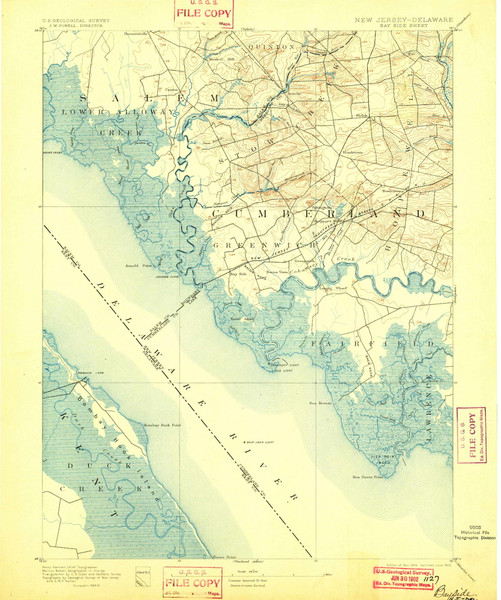 Bay Side, New Jersey 1894 (1902) USGS Old Topo Map 15x15 Quad
