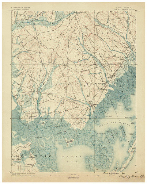 Little Egg Harbor, New Jersey 1888 (1888) USGS Old Topo Map 15x15 Quad Little Egg Harbor, New Jersey 1888 (1888) USGS Old Topo Map 15x15 Quad