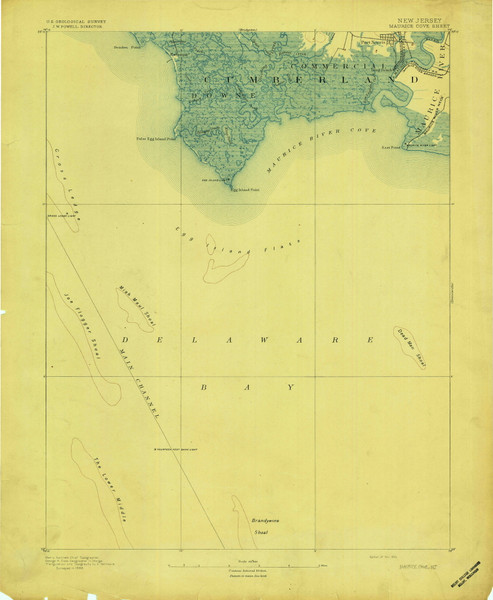 Maurice Cove, New Jersey 1891 (1891) USGS Old Topo Map 15x15 Quad