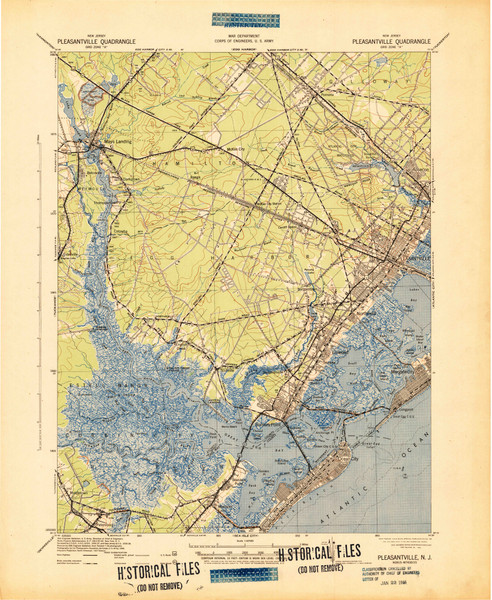 Pleasantville, New Jersey 1943 (1942) USGS Old Topo Map 15x15 Quad Pleasantville, New Jersey 1943 (1942) USGS Old Topo Map 15x15 Quad