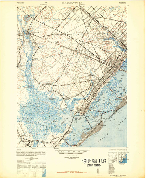 Pleasantville, New Jersey 1948 (1948a) USGS Old Topo Map 15x15 Quad