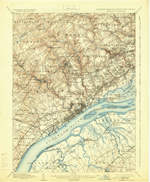 Chester, Pennsylvaniya 1898 (1930) USGS Old Topo Map 15x15 Quad Chester, Pennsylvaniya 1898 (1930) USGS Old Topo Map 15x15 Quad