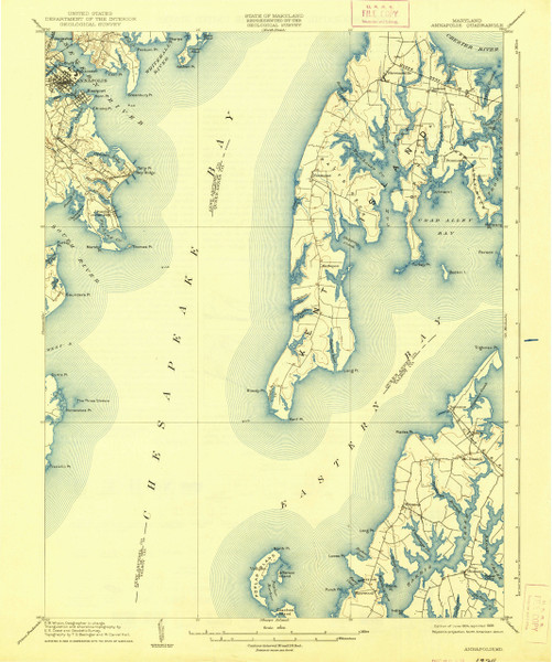 Annapolis, Maryland 1904 (1938) USGS Old Topo Map 15x15 Quad Annapolis, Maryland 1904 (1938) USGS Old Topo Map 15x15 Quad