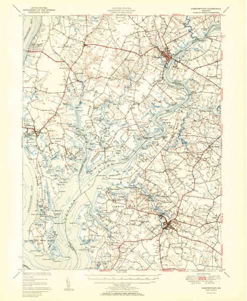 Chestertown, Maryland 1951 (1951a) USGS Old Topo Map 15x15 Quad