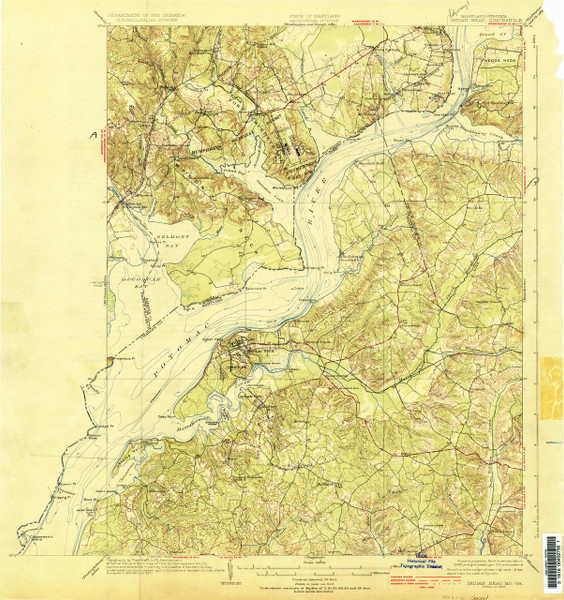 Indian Hill, Maryland 1925 (1925a) USGS Old Topo Map 15x15 Quad