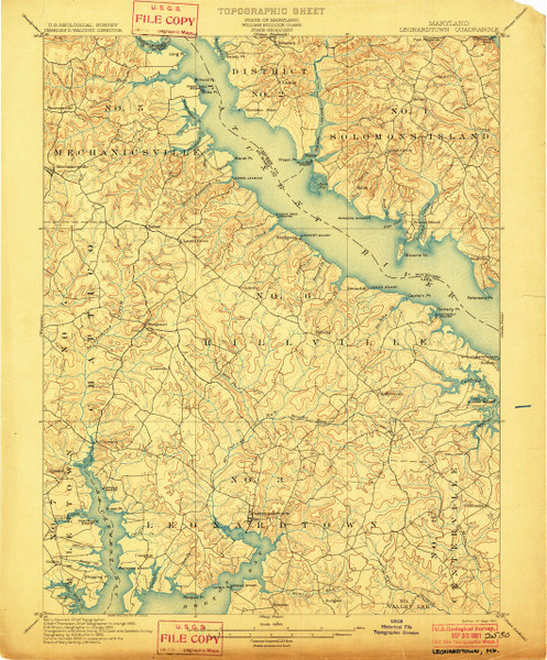 Leonardtown, Maryland 1901 (1901) USGS Old Topo Map 15x15 Quad