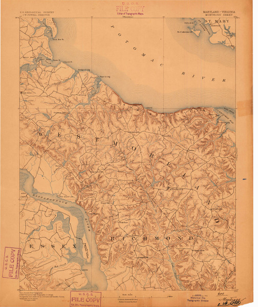 Montross, Maryland 1892 (1892) USGS Old Topo Map 15x15 Quad Montross, Maryland 1892 (1892) USGS Old Topo Map 15x15 Quad