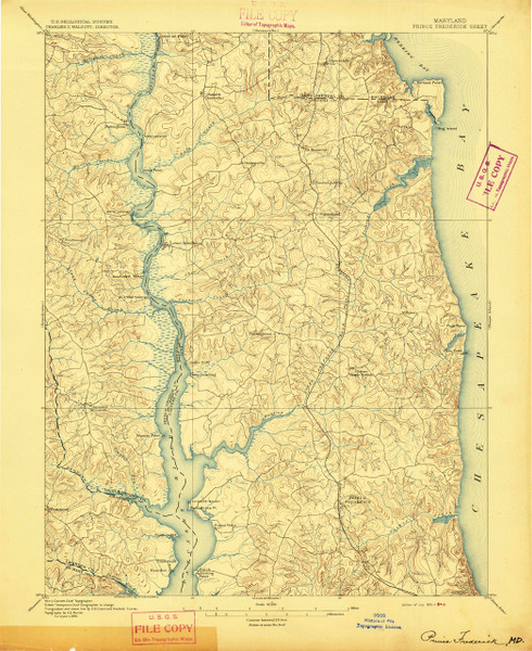 Prince Frederick, Maryland 1895 (1895) USGS Old Topo Map 15x15 Quad