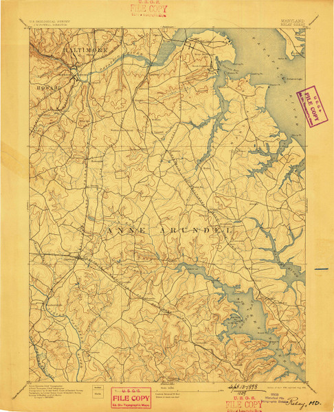 Relay, Maryland 1894 (1898) USGS Old Topo Map 15x15 Quad