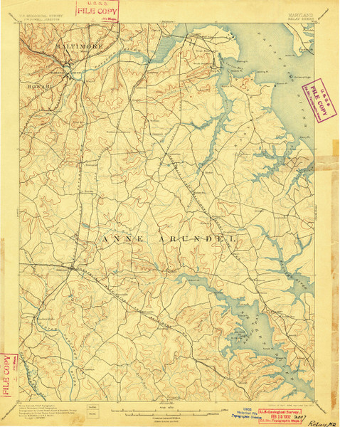 Relay, Maryland 1894 (1901) USGS Old Topo Map 15x15 Quad