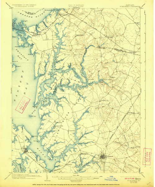 St Michaels, Maryland 1904 (1923) USGS Old Topo Map 15x15 Quad