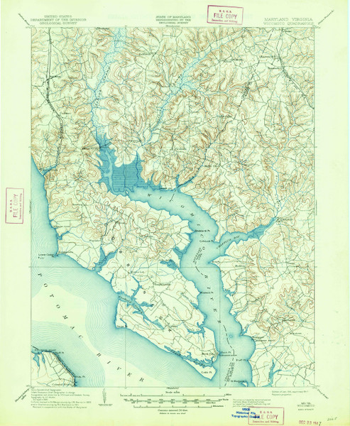 Wicomico, Maryland 1914 (1947) USGS Old Topo Map 15x15 Quad