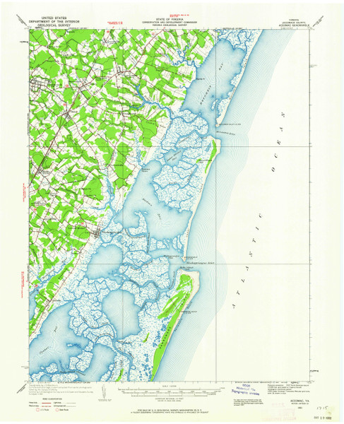 Accomac, Virginia 1931 (1962) USGS Old Topo Map 15x15 Quad