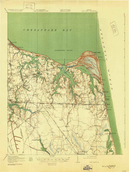 Cape Henry, Virginia 1919 (1930) USGS Old Topo Map 15x15 Quad