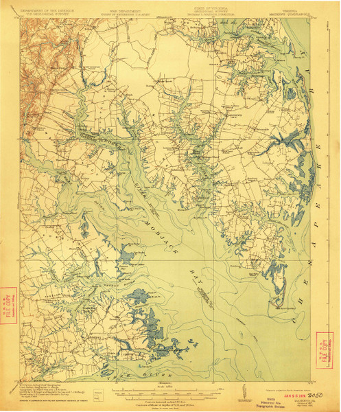Mathews, Virginia 1917 (1923) USGS Old Topo Map 15x15 Quad