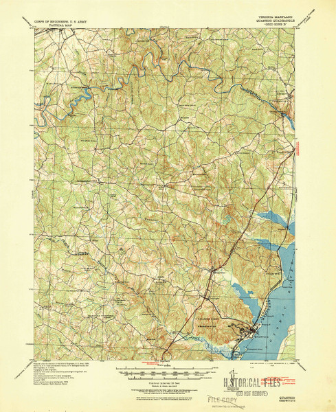 Quantico, Virginia 1940 (1943) USGS Old Topo Map 15x15 Quad Quantico, Virginia 1940 (1943) USGS Old Topo Map 15x15 Quad