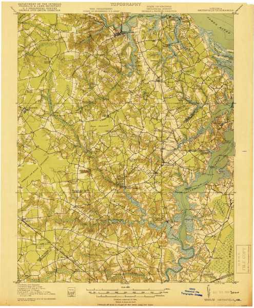 Smithfield, Virginia 1919 (1919) USGS Old Topo Map 15x15 Quad