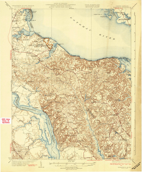 Wakefield, Virginia 1932 (1932) USGS Old Topo Map 15x15 Quad