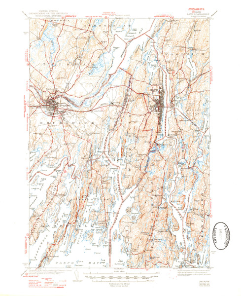 Bath, Maine 1945 (1947) USGS Old Topo Map 15x15 Quad