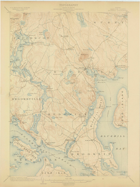 Bluehill, Maine 1904 (1904) USGS Old Topo Map 15x15 Quad